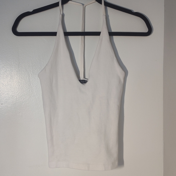 Zara White Halter Neck Top Size M #565 - Picture 1 of 2